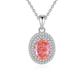 Sterling Silver Simulated Gemstone Crystal Jewelry Set 6 US / Padparadscha / Necklace